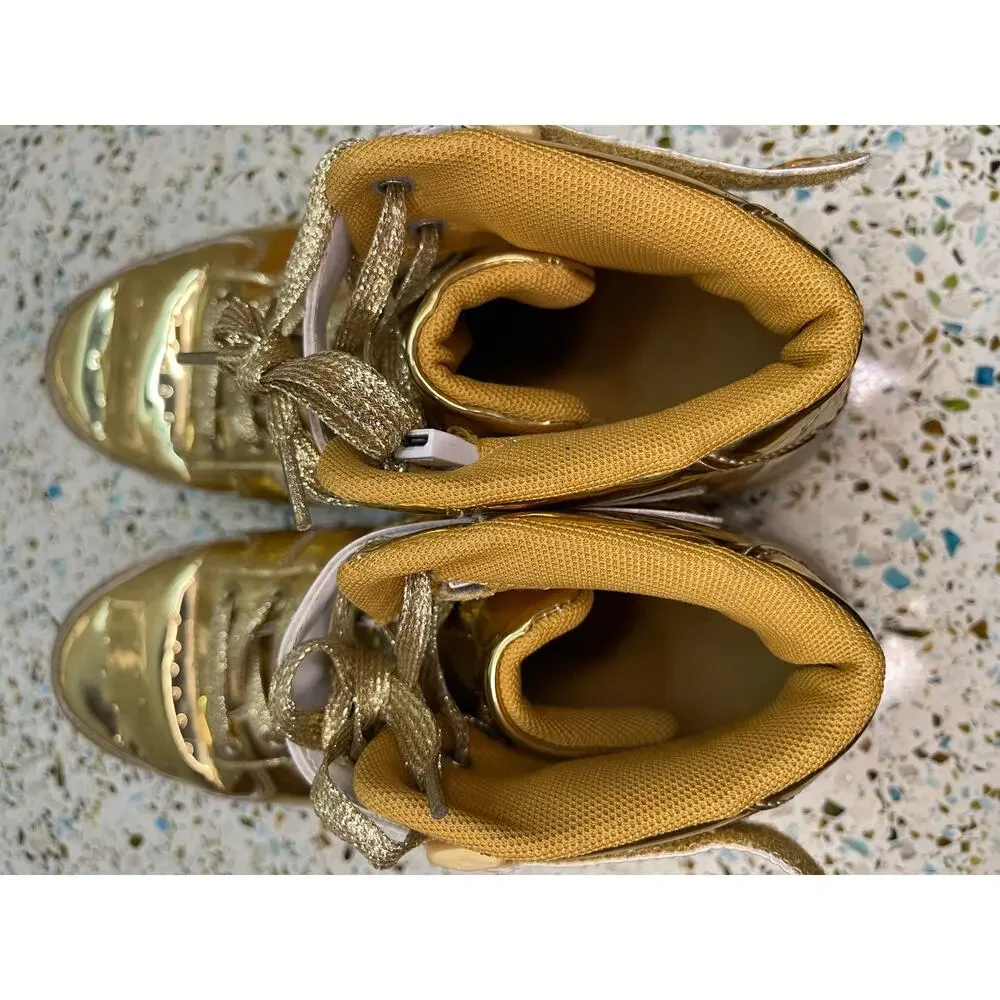 Metallic Gold High Top LED Light Up Sneakers Rechargeable Womens Size 8.5 EU 39